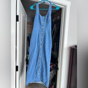 Venus Attitudes Vintage 80’s Denim Button-Down Halter Maxi Dress Women’s Small